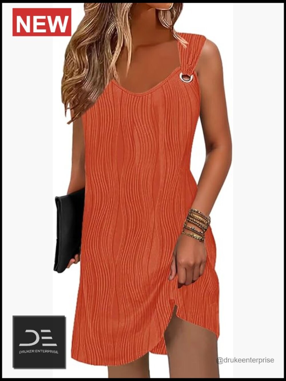 Sleeveless V-Neck Swing Sundress with Pockets Beach Cover Up
